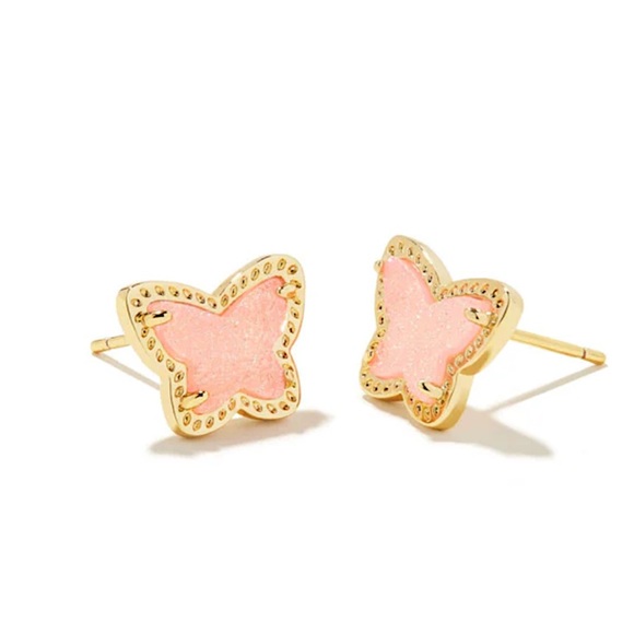 Kendra Scott Lillia Stud Earrings In Light Pink Drusy New